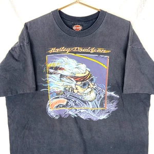 Camiseta De Colección Harley Davidson Righteous Rider XL Negra Puntada Única Años 90 - Imagen 1 de 5