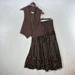 Vintage Oxford Rock Weste Set Damen klein gestreift Made USA Boho 90er künstlerisch - Bild 1 von 13