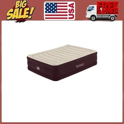 Bestway® Maroon Tritech Airbed Queen 20" with Built-in AC Pump - Image 1 of 4