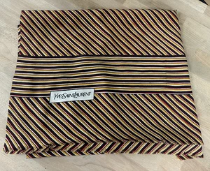 Vintage Yves Saint Laurent 100% Silk Striped Fringe Wrap Scarf 34" x 60" - Picture 1 of 5