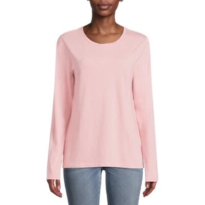 Time And Tru Women's Long Sleeve T Shirt SMALL (4-6) Solid Pink - Picture 1 of 2