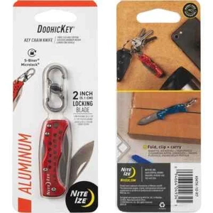 Nite Ize DoohicKey Key Chain Knife S-Biner Microlock Blade Red Aluminum Handle - Picture 1 of 3