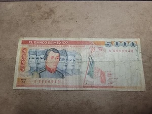 🇲🇽 Mexico 5000 Pesos 19 July 1985 P-87  Serie FE Banknote 041624-5 - Picture 1 of 3