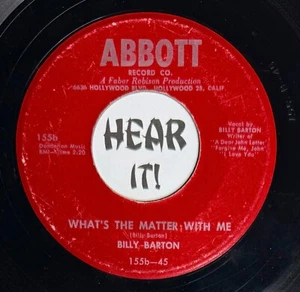 Hot 50s Hillbilly Bop 45 BILLY BARTON What's The Matter With Me ABBOTT hear - Picture 1 of 3