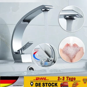 Waschtischarmatur Bad Wasserhahn Wasserfall Waschbecken Einhand Mischbatterie. - Afbeelding 1 van 14