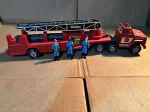 Mini Tonka / Play People Tillered Ladder Fire Truck w/ Ground Ladders & Figures - Picture 1 of 8