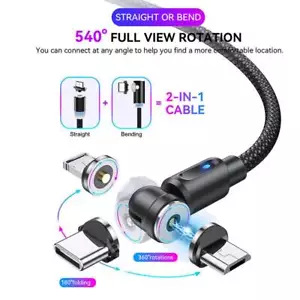 ✅3in1 Magnetische LED Ladekabel Magnet für Samsung iPhone Micro USB Kabel Type C - Bild 1 von 19