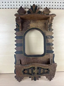 Antique Wood Shaving Mirror With Comb and Brush Shelf--- missing mirror - Picture 1 of 14