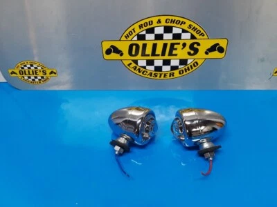 BULLET COWL LIGHTS CLEAR GLASS LENSES HOT RAT ROD TROG HARLEY INDIAN GUIDE P-H7 - Image 1 of 4
