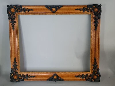 Cadre ancien bois stuc noirci 58x48,5 cm feuillure 48x40 cm B866 - Photo 1/4