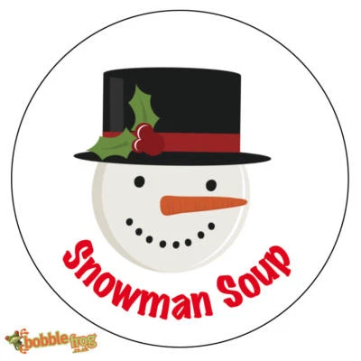 BOBBLEFROG 72 x CHRISTMAS NON Personalised Wrapping Seal Stickers Present Snowman Soup 532