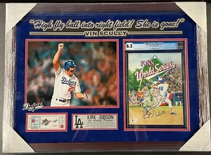 1988 WORLD SERIES KIRK GIBSON SIGNED FRAMED CGC 6.5 PROGRAM DODGERS PIECE 30X22 - Picture 1 of 3