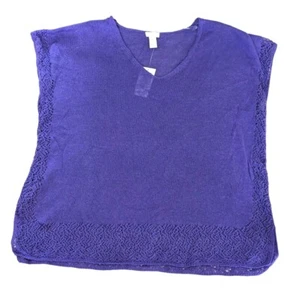 Chico's Neu mit Etikett Damen 2 exotische lila Leinenmischung Blake Pullover Sweater Oma - Bild 1 von 9