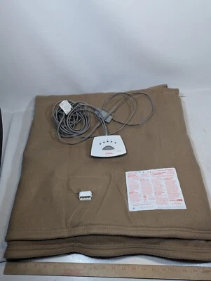 Sunbeam Velvet Heated Throw Blanket, 74" x 82", Soft, Auto Off Brown XXL - Works - Image 1 of 4