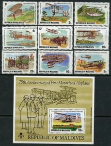 Maldives: 1978 Motorized Aircraft 75th Anniversary Set and S/S (719-728) MNH - Picture 1 of 1