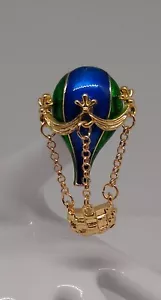 Joan Rivers Style Hot Air Balloon Pin Jewelry Blue\Green Enamel Steampunk Brooch - Picture 1 of 5
