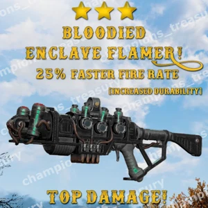 FALLOUT 76 PC ENCLAVE PLASMA FLAMER BLOODIED +25% WEAPON SPEED +50 DURABILITY - Picture 1 of 1