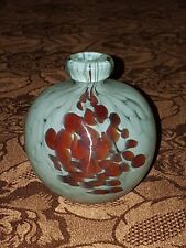 Vintage Mdina Small Globe Vase. White & Red FREE UK P&P