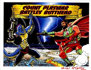 MASTERS OF THE UNIVERSE "Count Plasmar Battles Butthead" SIGNED Print E McCarthy - Picture 1 of 1