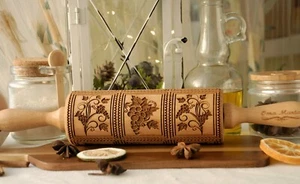 Grape Engraved Rolling Pin Carved Cookie Roller Springerle Embossed Cookies - Picture 1 of 12
