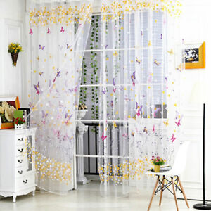 Schmetterling Blumen Tüll Voile Vorhang Voile Vorhang Fensterdekoration für Wohn