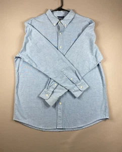 Chaps Shirt Mens Extra Large Blue Oxford Knit Button Up Long Sleeve - Picture 1 of 12