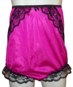 PINK & BLACK Nylon Tricot Bloomer SISSY PANTY Men Women 34-48 Waistband 2X 3X - Picture 1 of 5