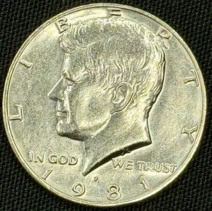 1981 "Filled in" P Mint Mark, AU Details Kennedy Half Dollar - Picture 1 of 4