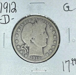1912-D BARBER SILVER HALF DOLLAR ~ GOOD ~NICE COIN~ - Picture 1 of 2