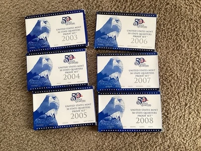 6 Sets US Mint Proof State Quarters (5 Ea Set) Yrs 2003-2008 (30 Quarters Total) - Image 1 of 4