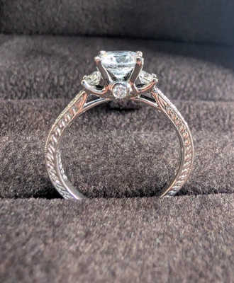 Anillo de compromiso de paladio Scott Kay de diseñador circonita cúbica centro 0,25 quilates diamante talla G 1/2 Foto 1 de 4