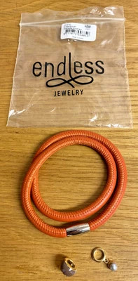 Endlosschmuck Wickelarmband 925 Sterling Silber Charm - Korallenleder - 42 cm - Bild 1 von 4