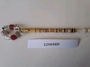 ANTIQUE BONE LACE BOBBIN SPOT INSCRIBED NAME ... EDWARD ... PLUS SPANGLES, VGC - Picture 1 of 8