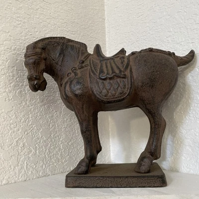 Vintage Cast Iron Saddle Horse Doorstop 8" Tall And 12 Lbs Heavy - Image 1 of 4