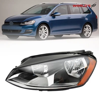 For Volkswagen Golf MK7 2015-2017 Headlight Assembly Halogen Driver Side Black - Image 1 of 4