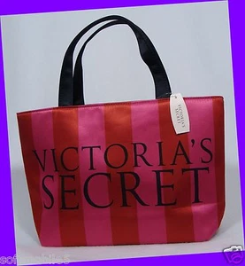 Victoria's Secret Pink & Red w/ Black Handles MINI TOTE / SHOPPER BAG Purse CUTE - Picture 1 of 3