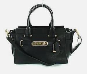 Coach Swagger 27 Satchel Black Pebbled Leather Gold Hardware NWOT Crossbody Bag - Picture 1 of 14