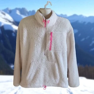 Victoria's Secret Pink Sherpa Fleece Pullover Hoodie Pink Accents - L - Bild 1 von 7