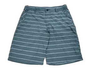Lululemon Men's 34 Kahuna Shorts Green White Stripes Casual Flat Front 10" Ins - Picture 1 of 7
