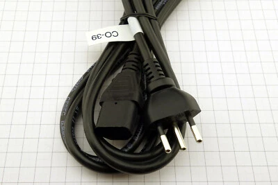 Netzkabel Schweiz T12 auf Kaltgerätekupplung C13 2.5m Stromkabel 3polig schwarz - Bild 1 von 3