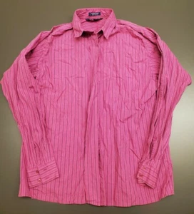 Vintage 90s Hathaway Women's Sz 8 Pink Striped Imported Fabric L/S Button Up Top - Picture 1 of 5