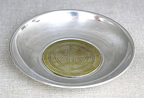 Vintage silver sterling 925 and brass miniature plate, 22 gr Cover