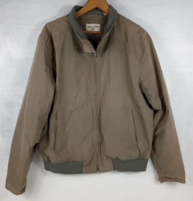 Docker's Men Large Zip Up Lined Bomber Jacket Cotton Poly Blend Khaki Color - Image 1 of 4