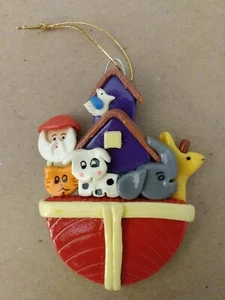 Hecho a mano Arca de Noé arte popular masa de pan adorno de Navidad Ecuador 3,25" - Imagen 1 de 4