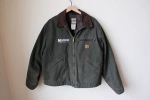 USA MADE Carhartt J97 MOS Green Blanket Lined Detroit Jacket Coat Work Distress - Picture 1 of 4