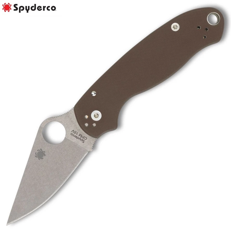 Spyderco Para 3 Sprint Run Brown 2.93 Inch Plain Satin Clip Point SPC223GPBN15V