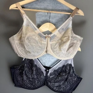 Sujetador Wacoal 44D Estilo Retro Chic 855186 Lote de 2 Negro Desnudo Transparente Con Cable Sexy - Imagen 1 de 14