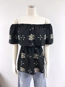 Blusa Collective Concepts con estampado en blanco y negro M nueva con etiquetas - Imagen 1 de 10