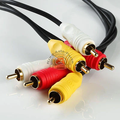 20ft 3 RCA composite av audio video cable gold plated ( L + R + V ) male m/m - Image 1 of 3