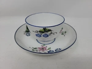NEW HALL HARD PASTE TEABOWL & SAUCER C1800 - Picture 1 of 12
